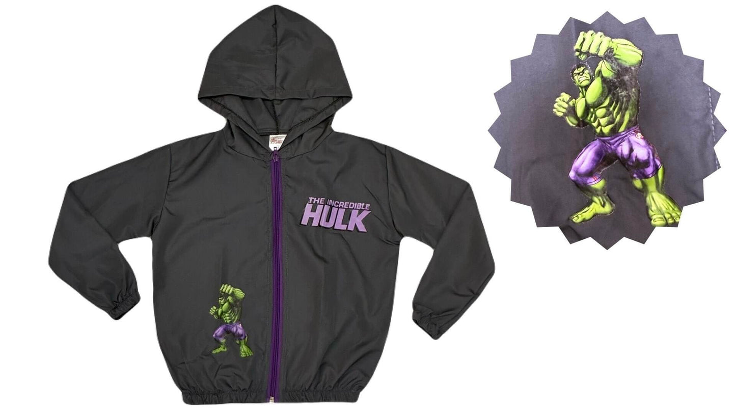 Jaqueta Corta Vento Infantil Masculino Hulk - Tamanhos 4 e 12