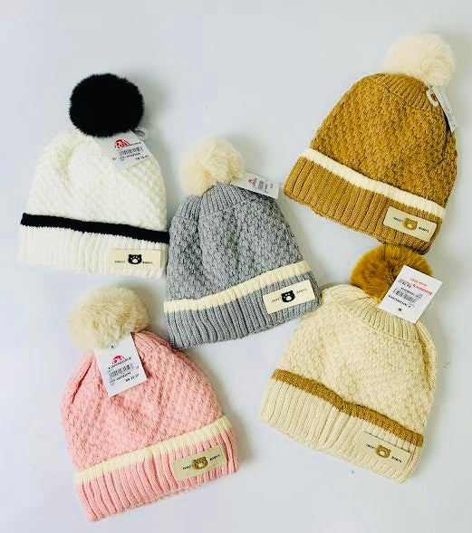 Touca Infantil Tricô Premium com Pompom - Tamanho único