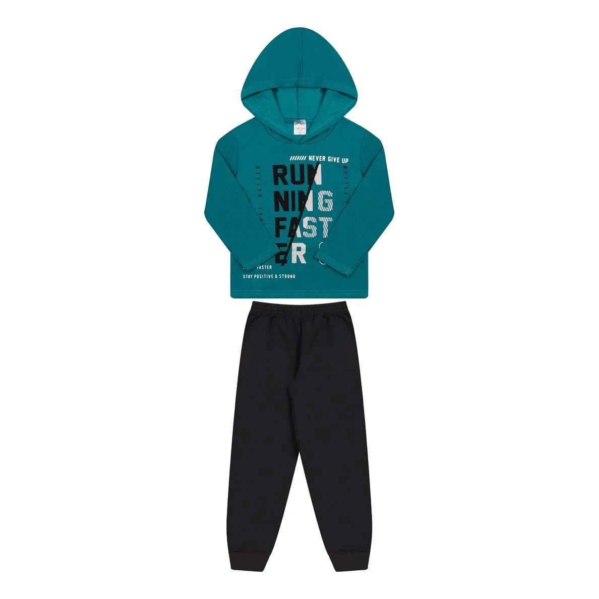 Conjunto 2 peças Masculino Meia Estação - Blusa Com Capuz e Calça Moletom Peluciada! Veste do 10 ao 14