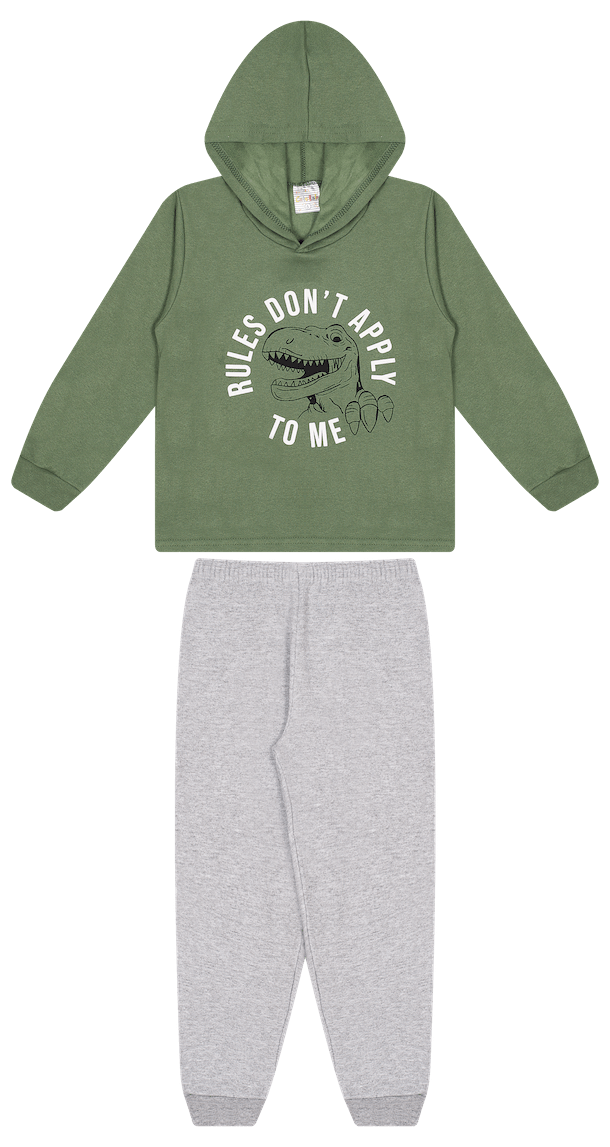 Conjunto 2 peças Masculino Meia Estação - Blusa Com Capuz e Calça Moletom Peluciada! Veste do 4 ao 8