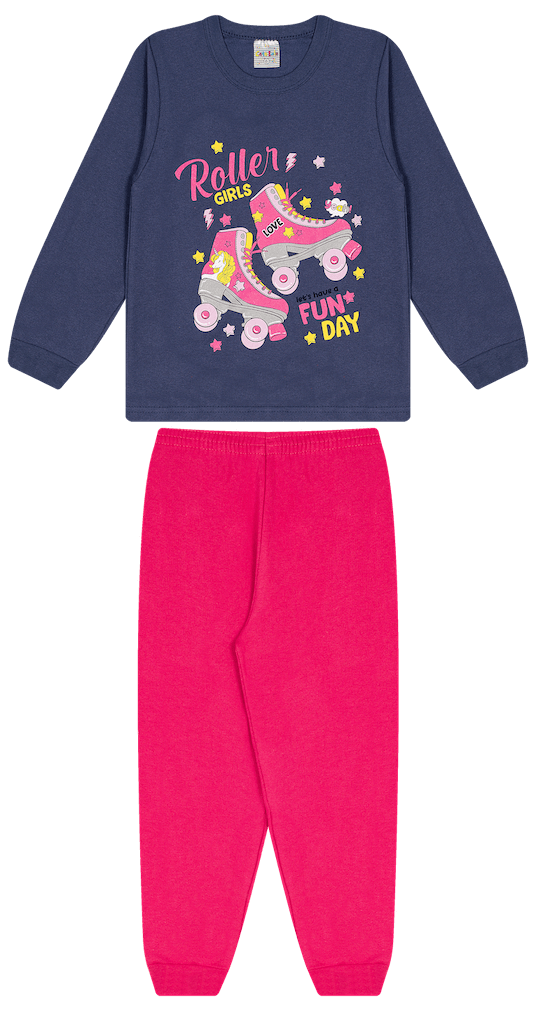 Conjunto 2 peças Feminino Meia Estação - Blusa e Calça Moletom Peluciada! Veste do 4 ao 8