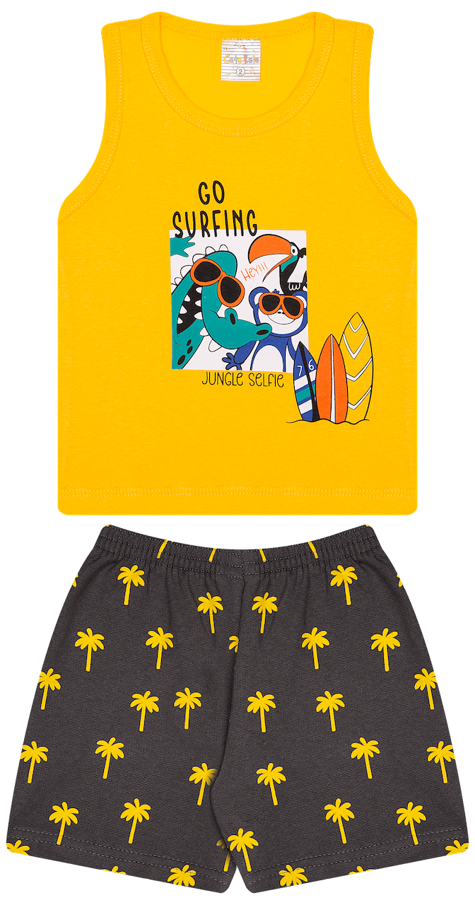 Conjunto Verão Masculino 2 peças Regata + Bermuda Moletinho - do 1 ao 3