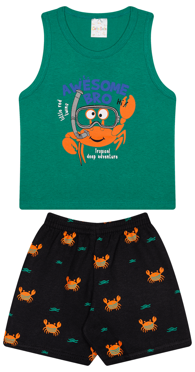 Conjunto Verão Masculino 2 peças Regata + Bermuda Moletinho - do 1 ao 3