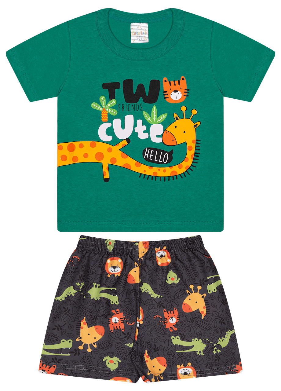 Conjunto Verão Masculino 2 peças Camiseta + Shorts Tactel - do 1 ao 3