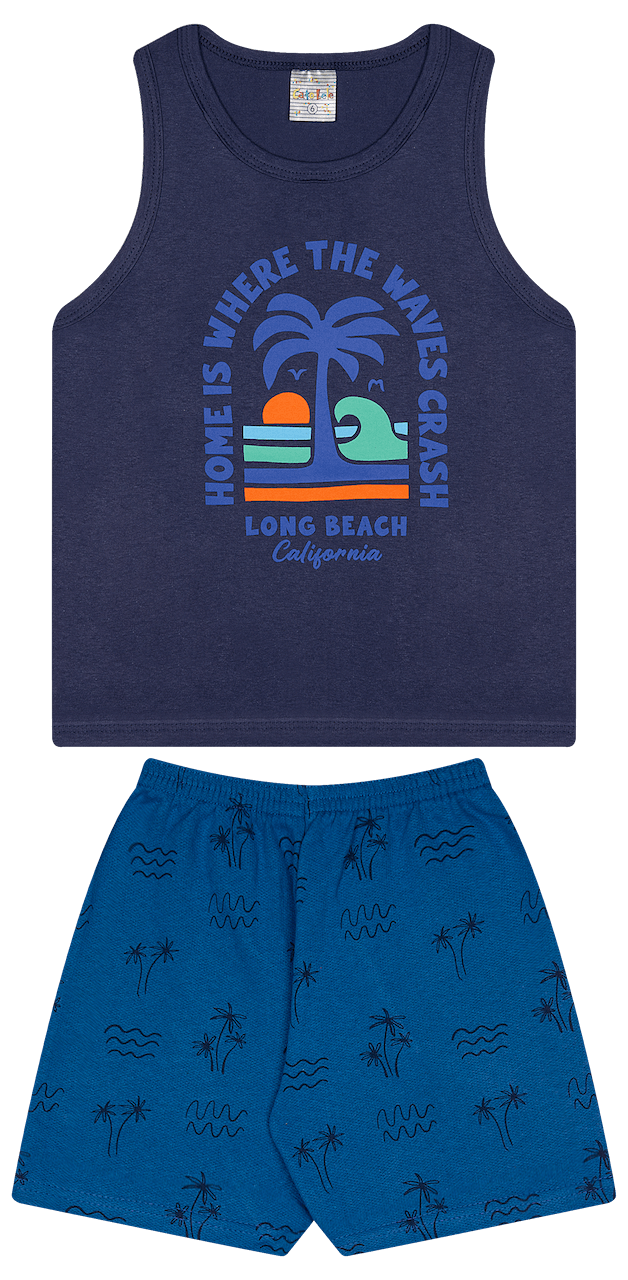 Conjunto Verão Masculino 2 peças Regata + Bermuda Moletinho - do 4 ao 8