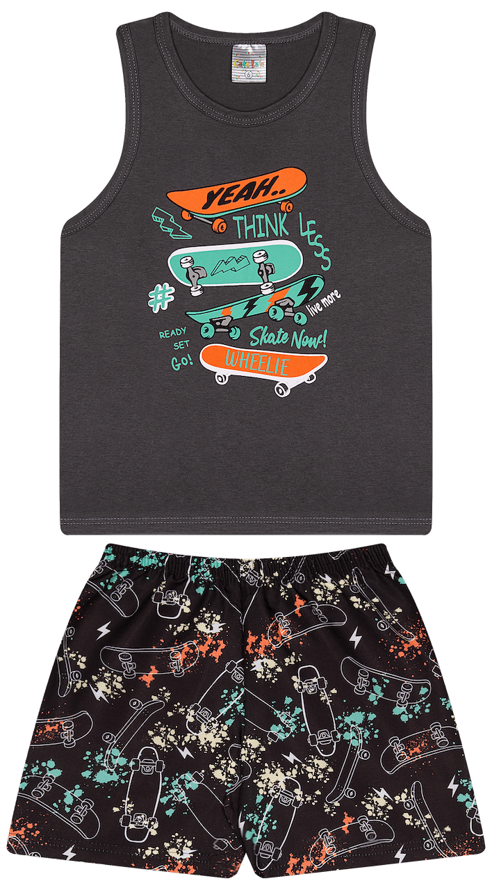 Conjunto Verão Masculino 2 peças Regatinha + Shorts Tactel - do 4 ao 8