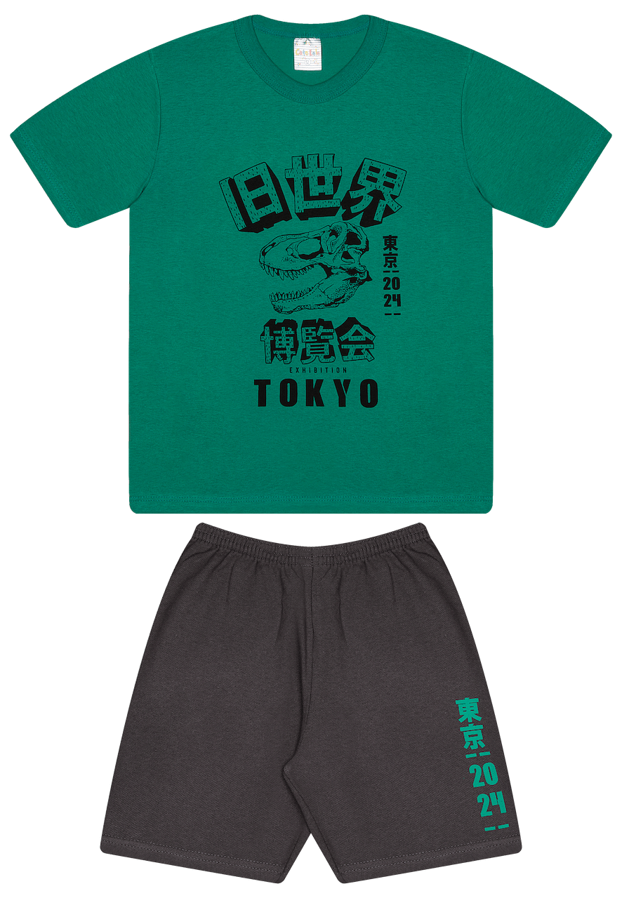 Conjunto Verão Masculino 2 peças Camiseta + Shorts Moletinho - do 10 ao 14