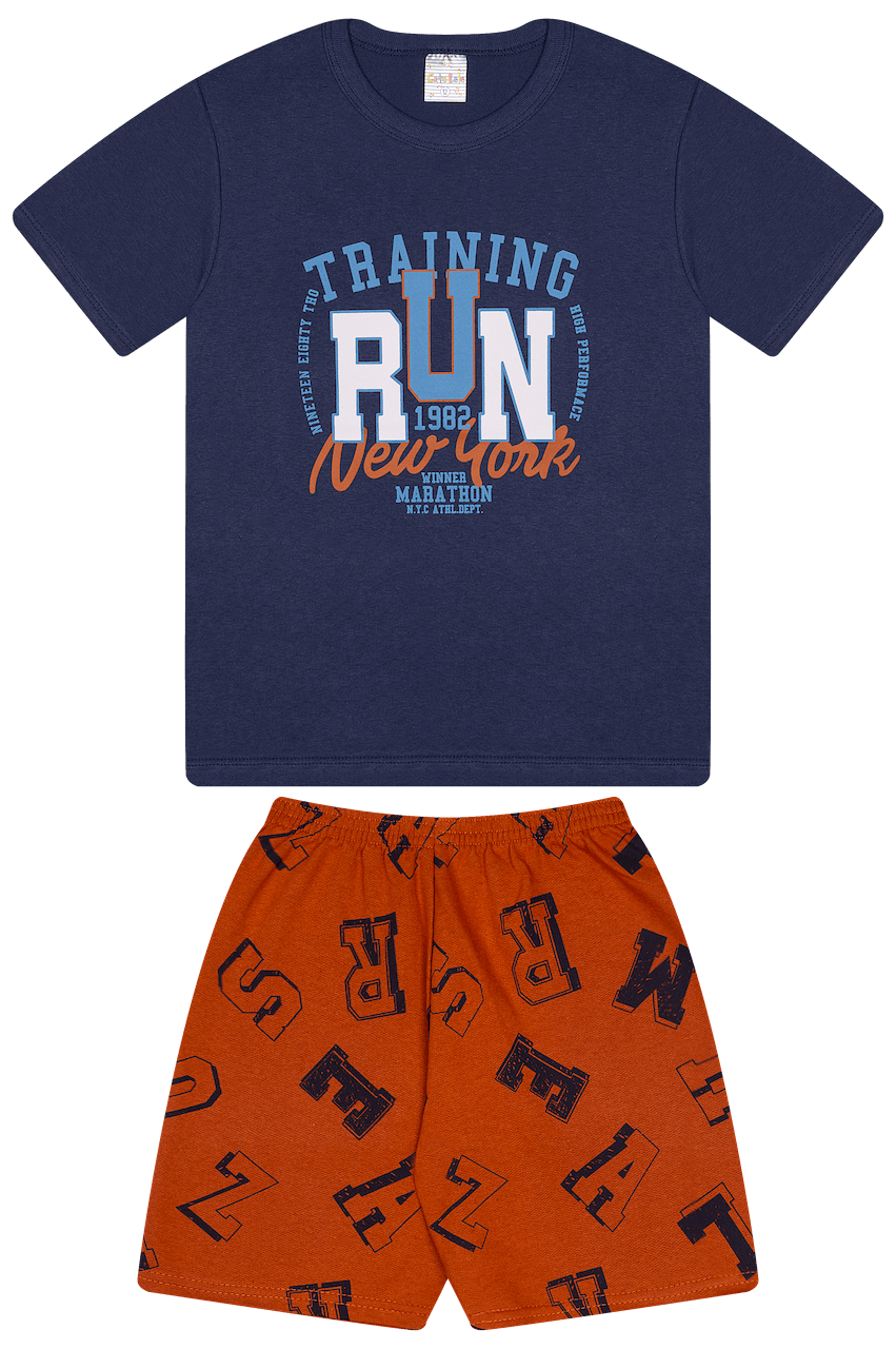 Conjunto Verão Masculino 2 peças Camiseta + Shorts Moletinho - do 10 ao 14
