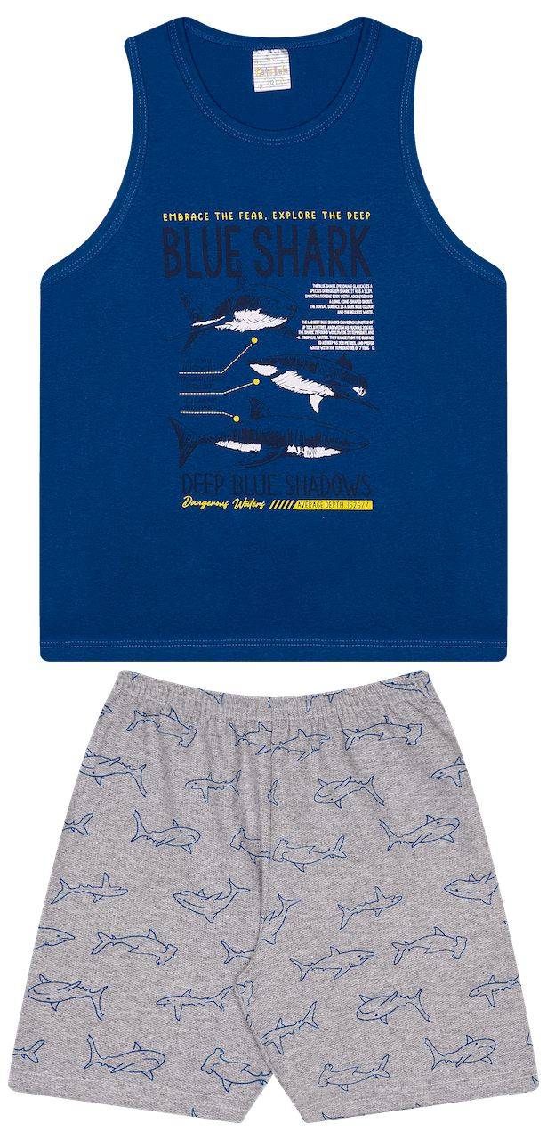 Conjunto Verão Masculino 2 peças Regata + Bermuda Moletinho - do 10 ao 14
