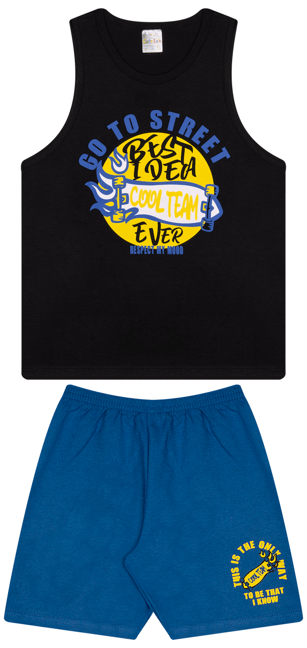 Conjunto Verão Masculino 2 peças Regata + Bermuda Moletinho - do 10 ao 14
