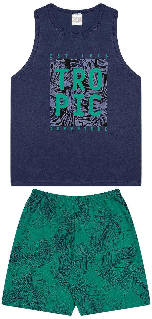Conjunto Verão Masculino 2 peças Regata + Bermuda Moletinho - do 10 ao 14