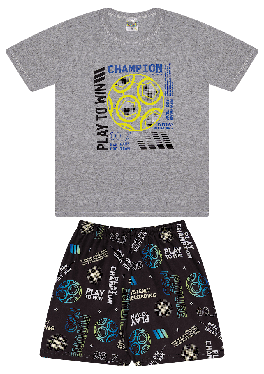 Conjunto Verão Masculino 2 peças Camiseta + Shorts Tactel - do 10 ao 14