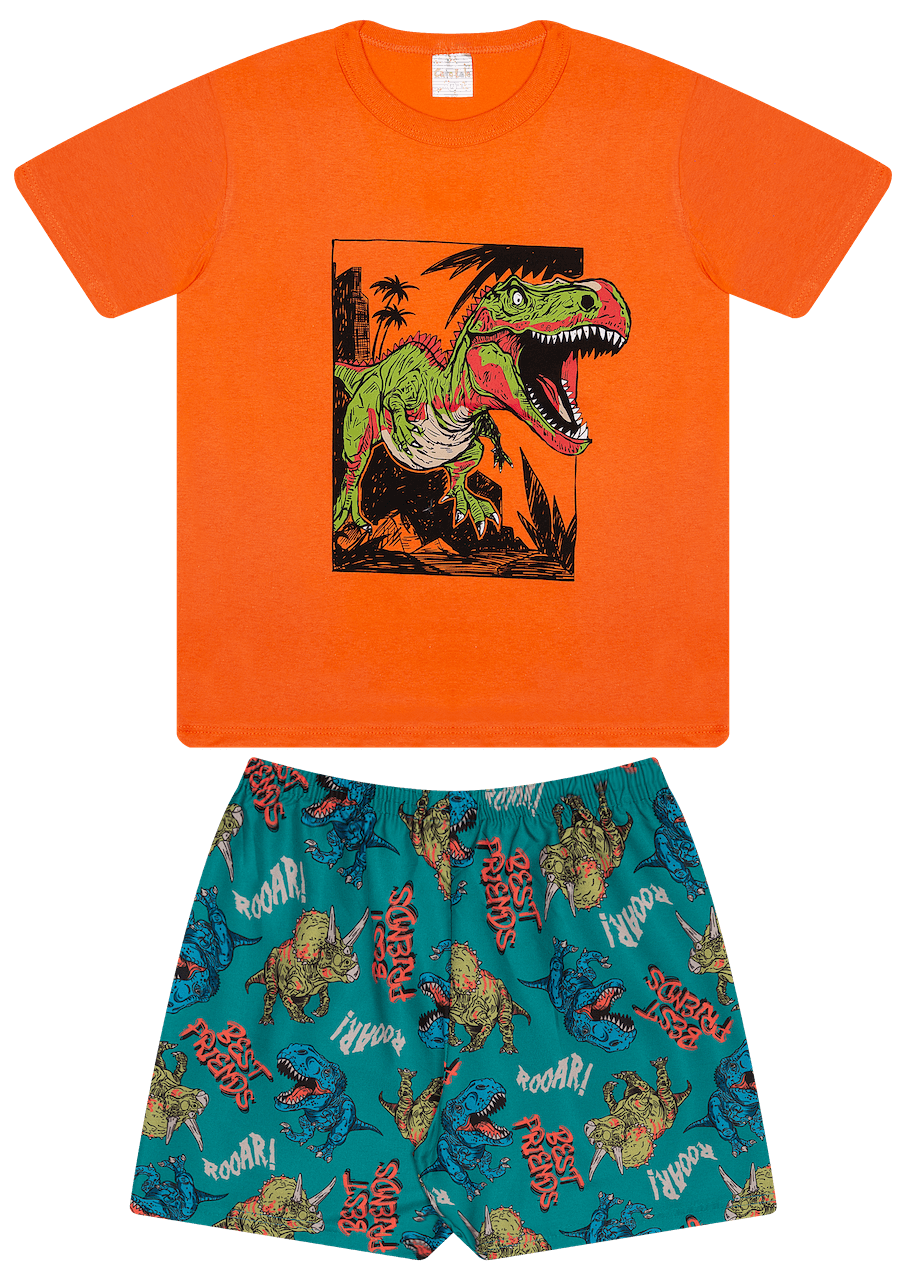 Conjunto Verão Masculino 2 peças Camiseta + Shorts Tactel - do 10 ao 14