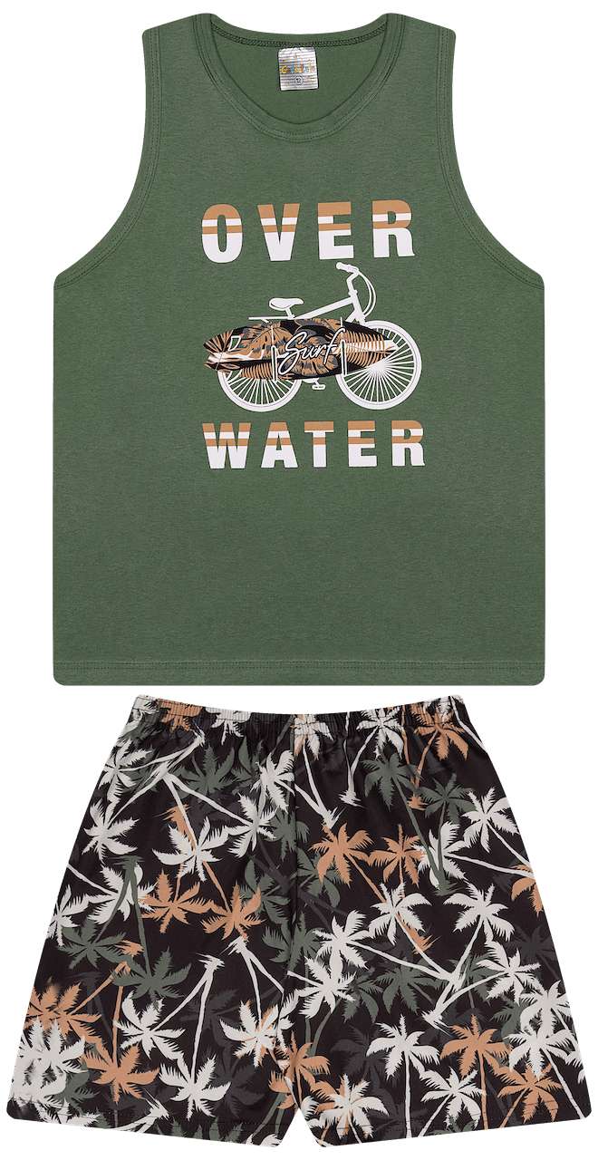 Conjunto Verão Masculino 2 peças Regatinha + Shorts Tactel - do 10 ao 14