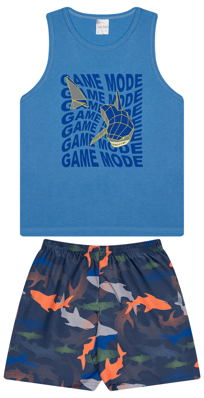 Conjunto Verão Masculino 2 peças Regatinha + Shorts Tactel - do 10 ao 14