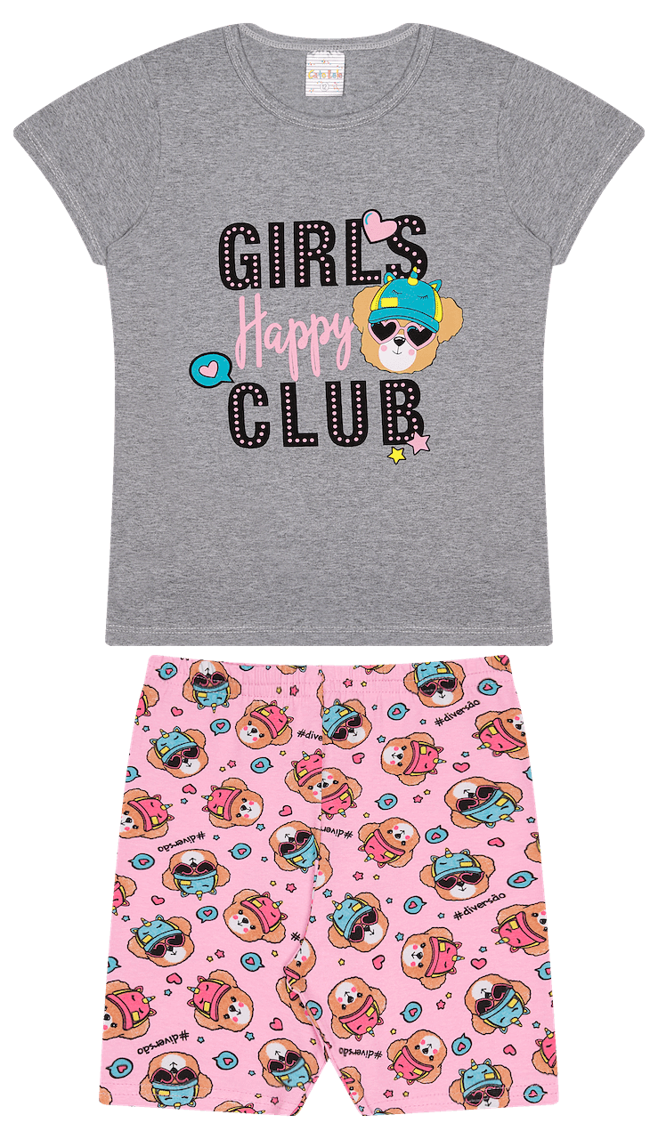 Conjunto Verão Feminino 2 Peças Camiseta + Bermuda em Cotton - do 10 ao 14