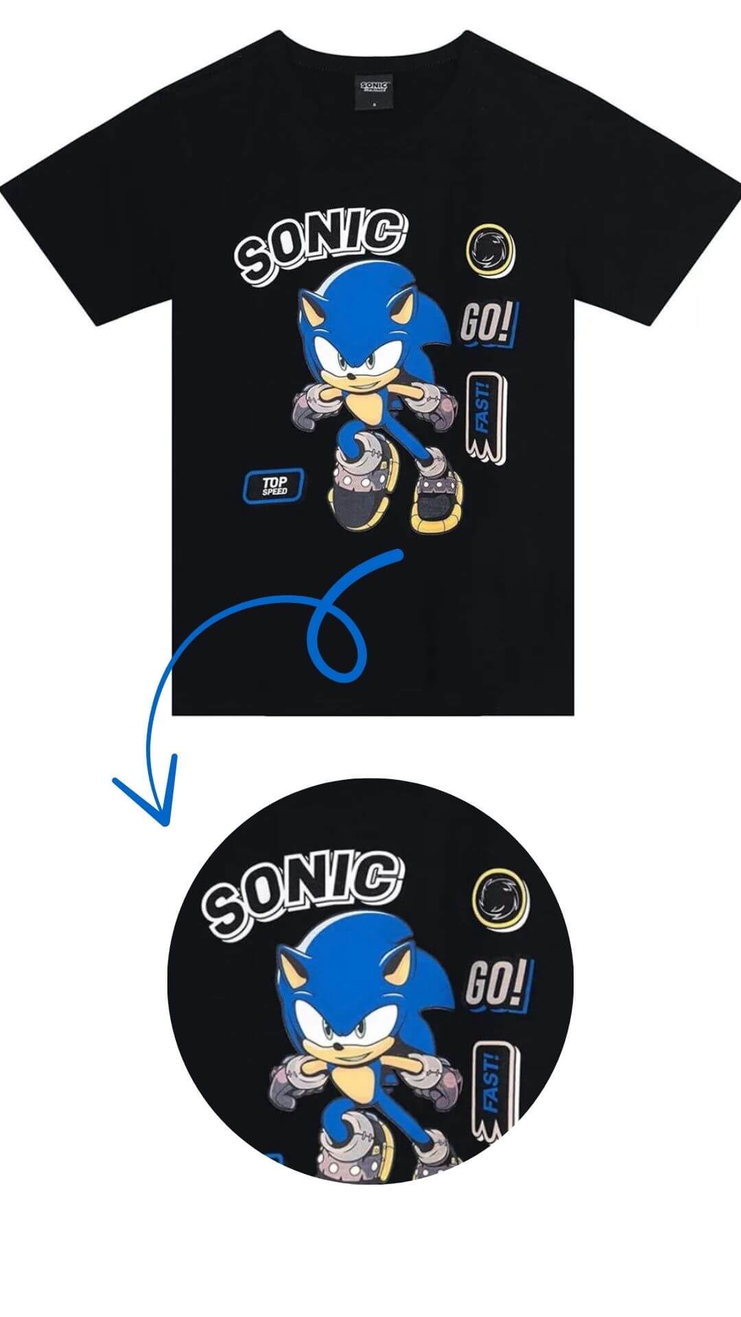 Camiseta Sonic Hedgehog Prime - Tamanho 4 - Brandili