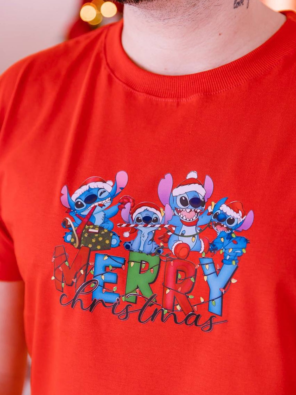 Camiseta Infantil Stitch Merry Christmas - Vermelho - Festividades - 2 ao 10