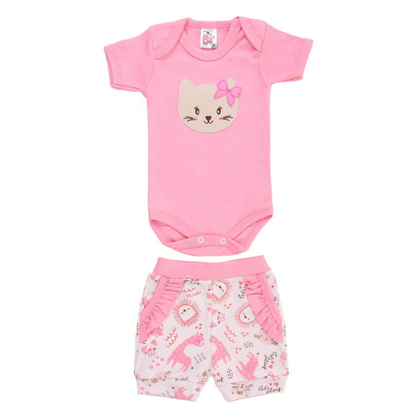 Conjunto Feminino de body bordado com shorts - Tamanho do P ao G