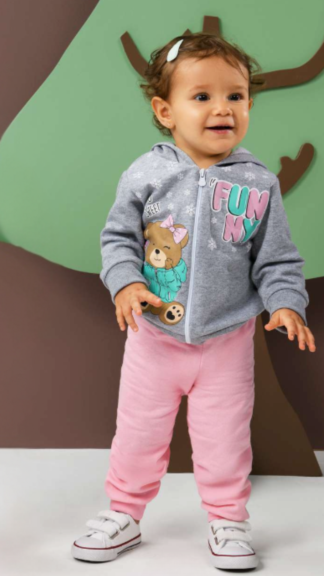 Conjunto 2 peças Feminino Meia Estação - Jaqueta Com Capuz e Calça Moletom Peluciada! Veste do 1 ao 3