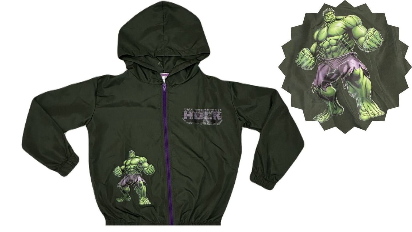 Jaqueta Corta Vento Infantil Masculino Hulk - Tamanhos 4 e 12