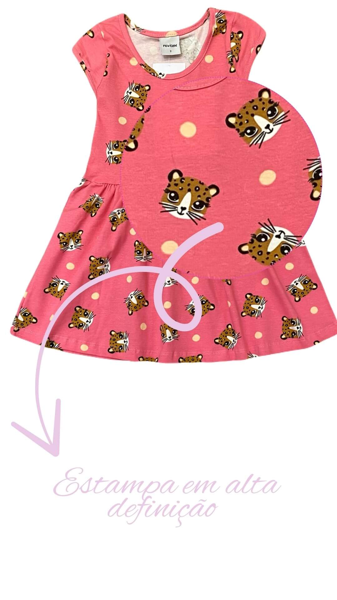 Vestido infantil Oncinha - tamanho 2 e 3 - Rovitex