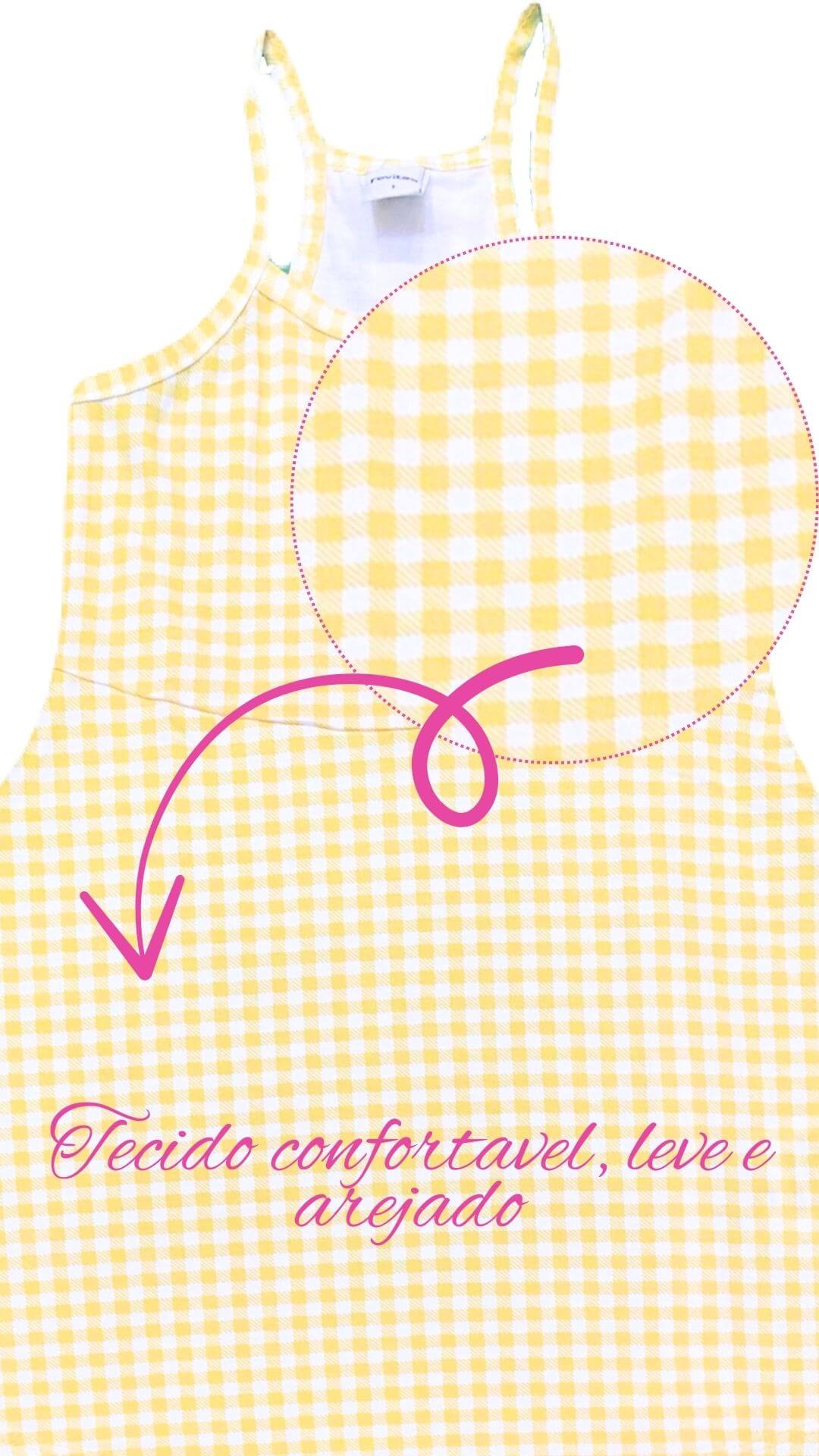 Vestido infantil Xadrez Amarelo - tamanho 1 - Rovitex