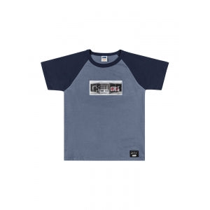 Camiseta em Meia Malha Gamer com relevo - Menino - Marlan - Tamanho 6 ou 14