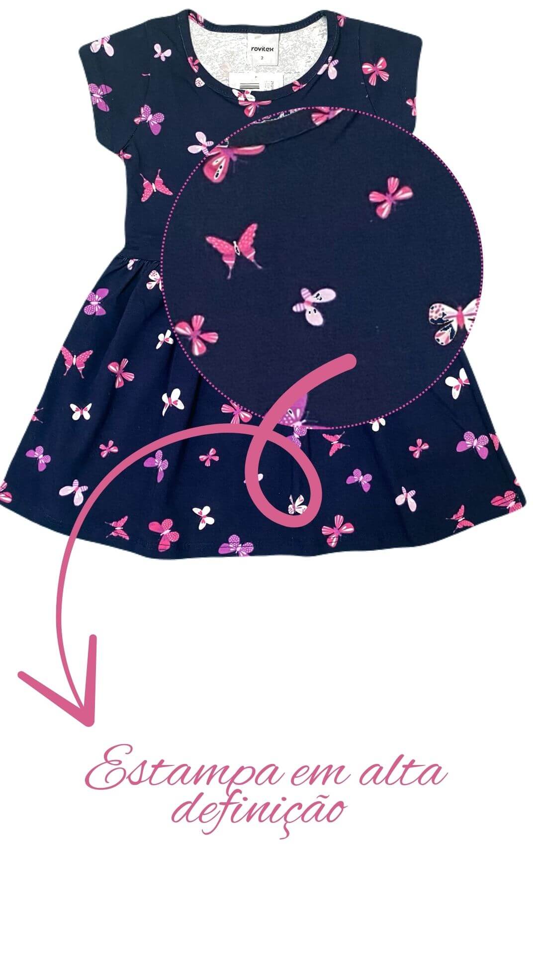 Vestido infantil Borboletinhas - tamanho 2 - Rovitex