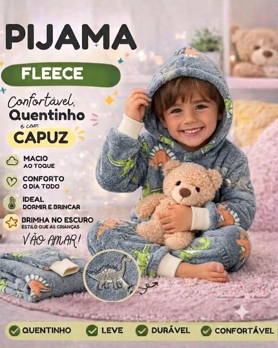 Conjunto de Pijama Masculino Fleece Mantinha de Bebê - Tamanhos do 4 ao 8