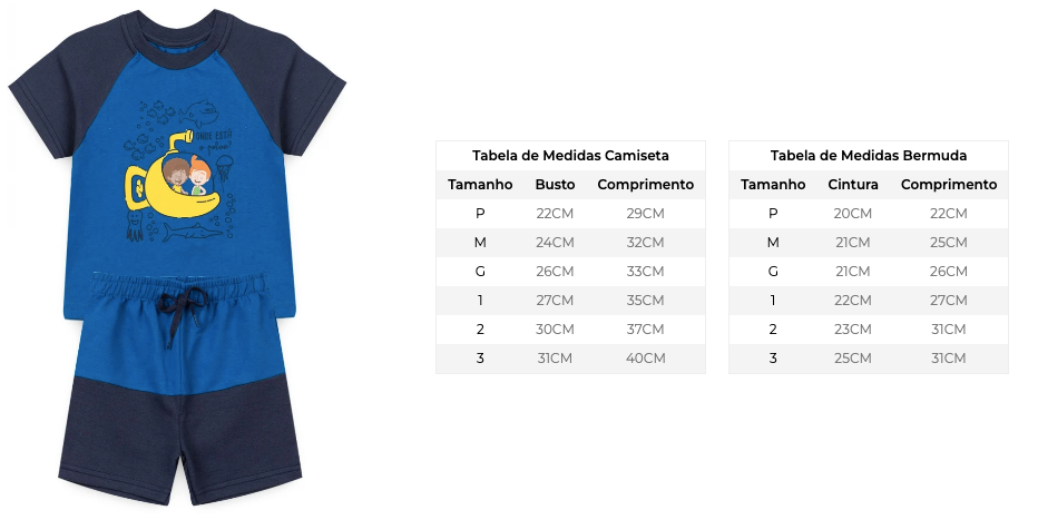 Conjunto Masculino infantil Mundo Bita - Tamanhos P, M, G e 1