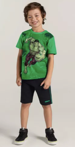 Conjunto Marvel Hulk - Tamanho 4 - Brandili