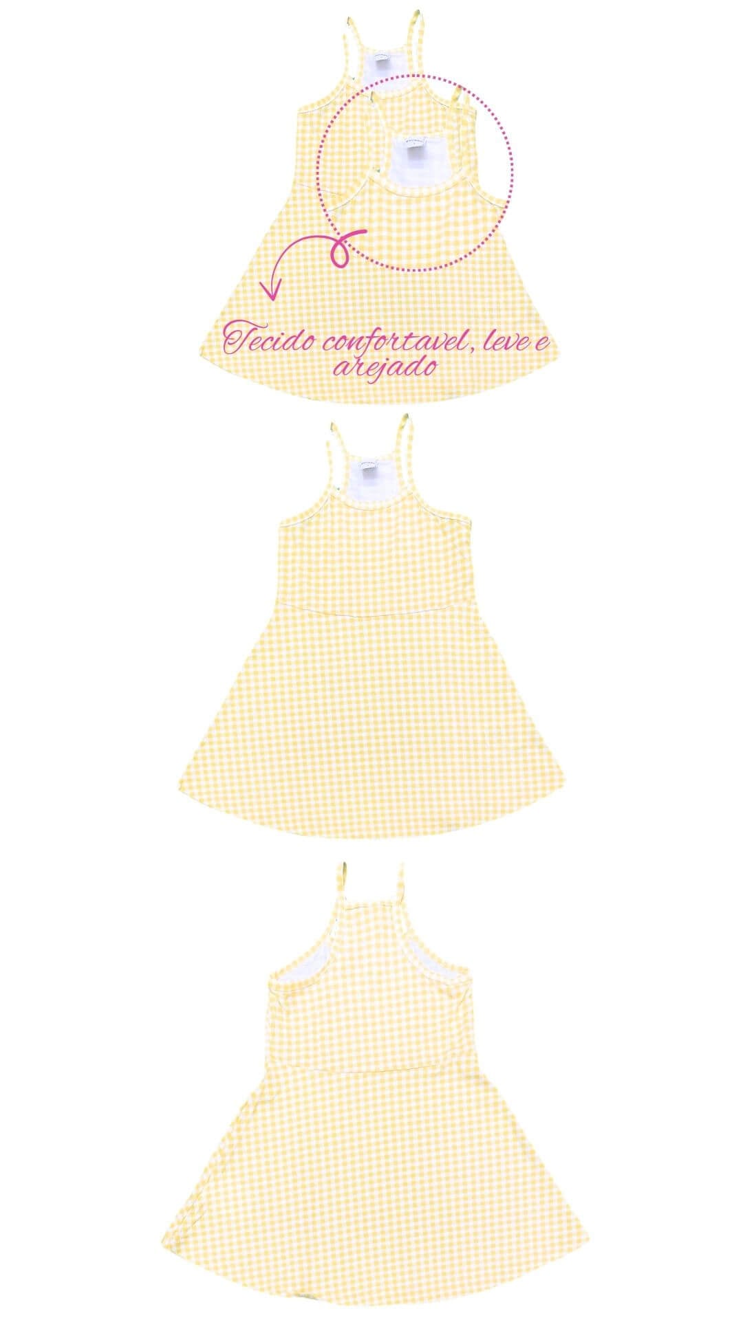 Vestido infantil Xadrez Amarelo - tamanho 1 - Rovitex