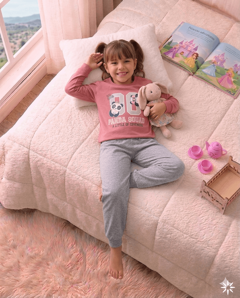 Conjunto Infantil Feminino 2 peças Moletom - Meia Estação - Tamanho 4, 6 e 8