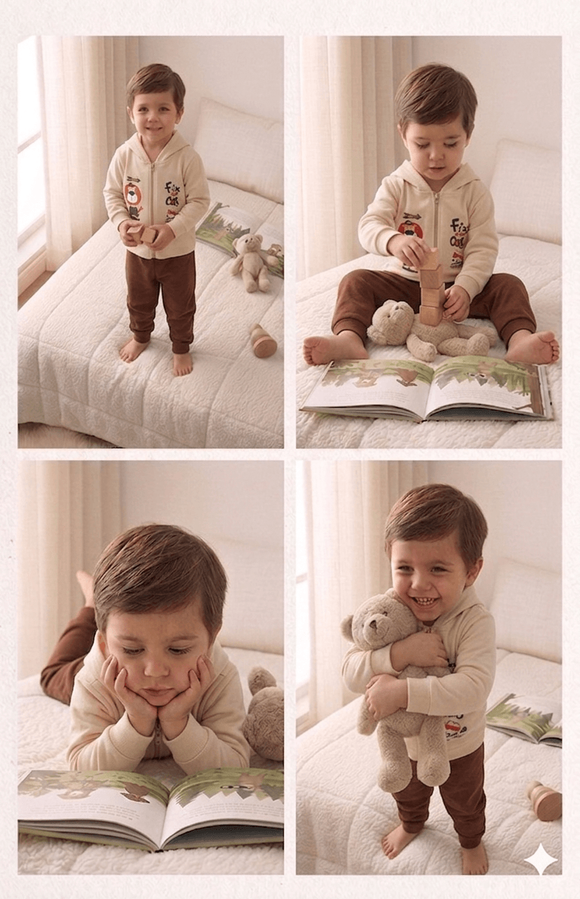 Conjunto Infantil Masculino 2 peças Moletom - Jaqueta com capuz - Meia Estação - Tamanho 1 ao 3