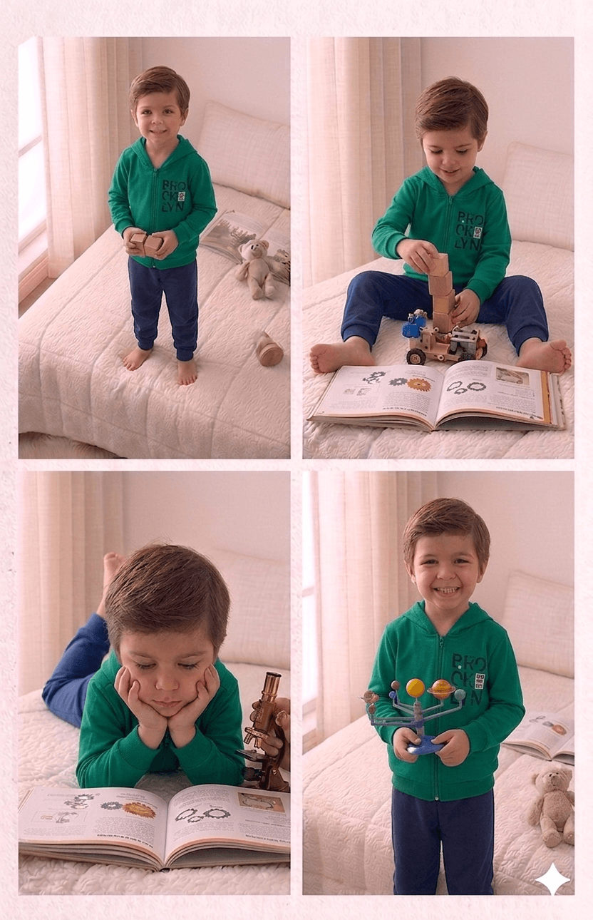 Conjunto Infantil Masculino 2 peças Moletom - Jaqueta com capuz - Meia Estação - Tamanho 4,6 e 8
