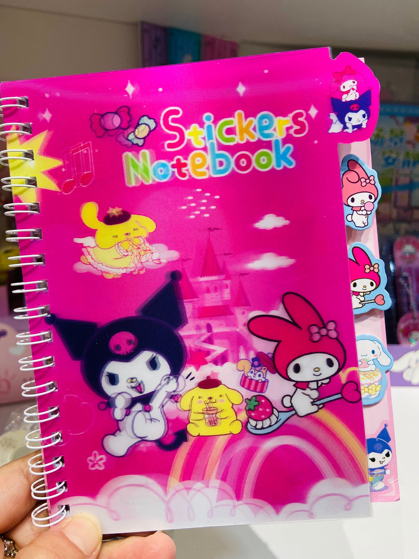 Bloco de anotações + adesivos Turma Hello Kitty