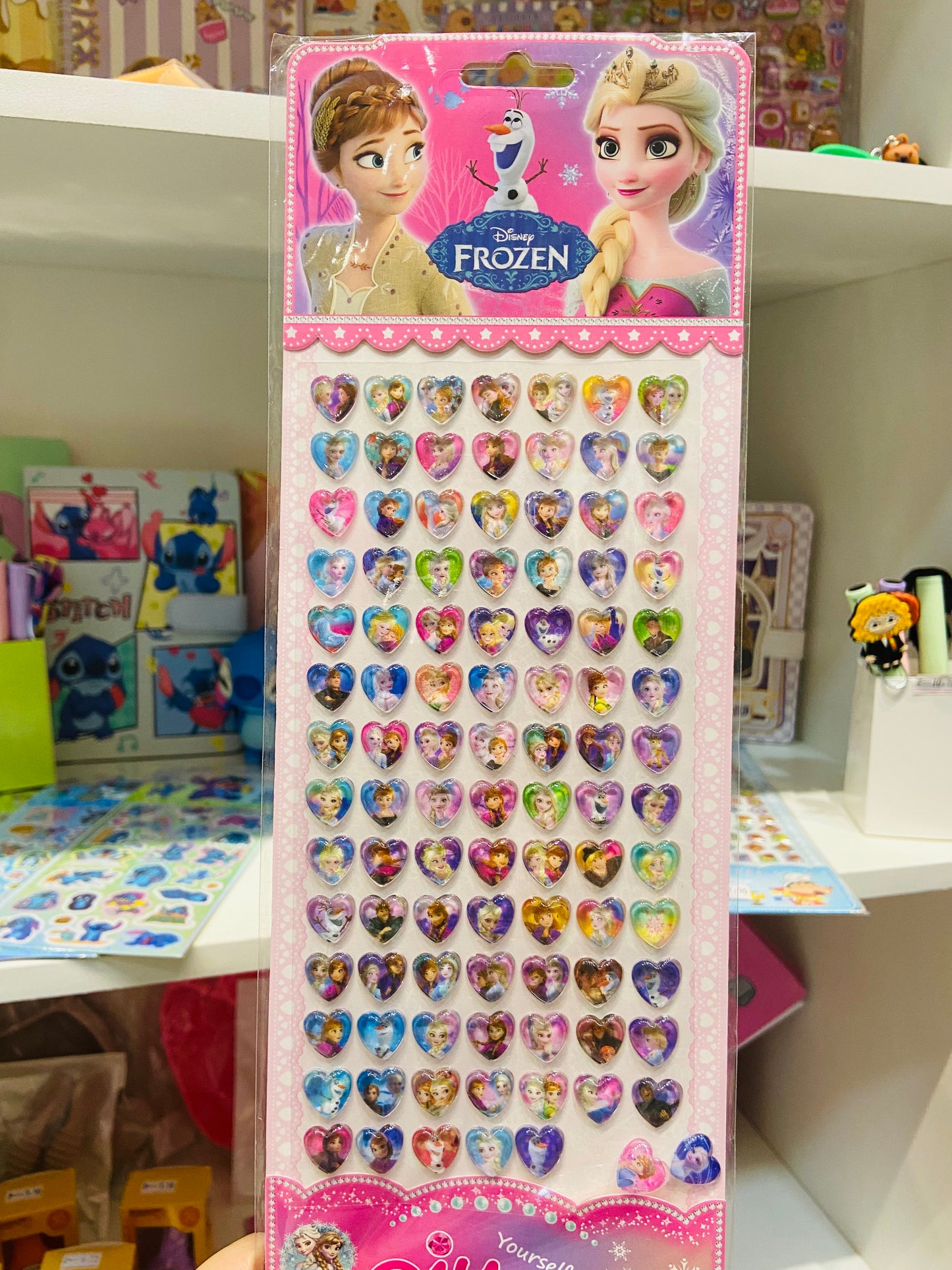 Cartela grande de adesivos em resina Personagens