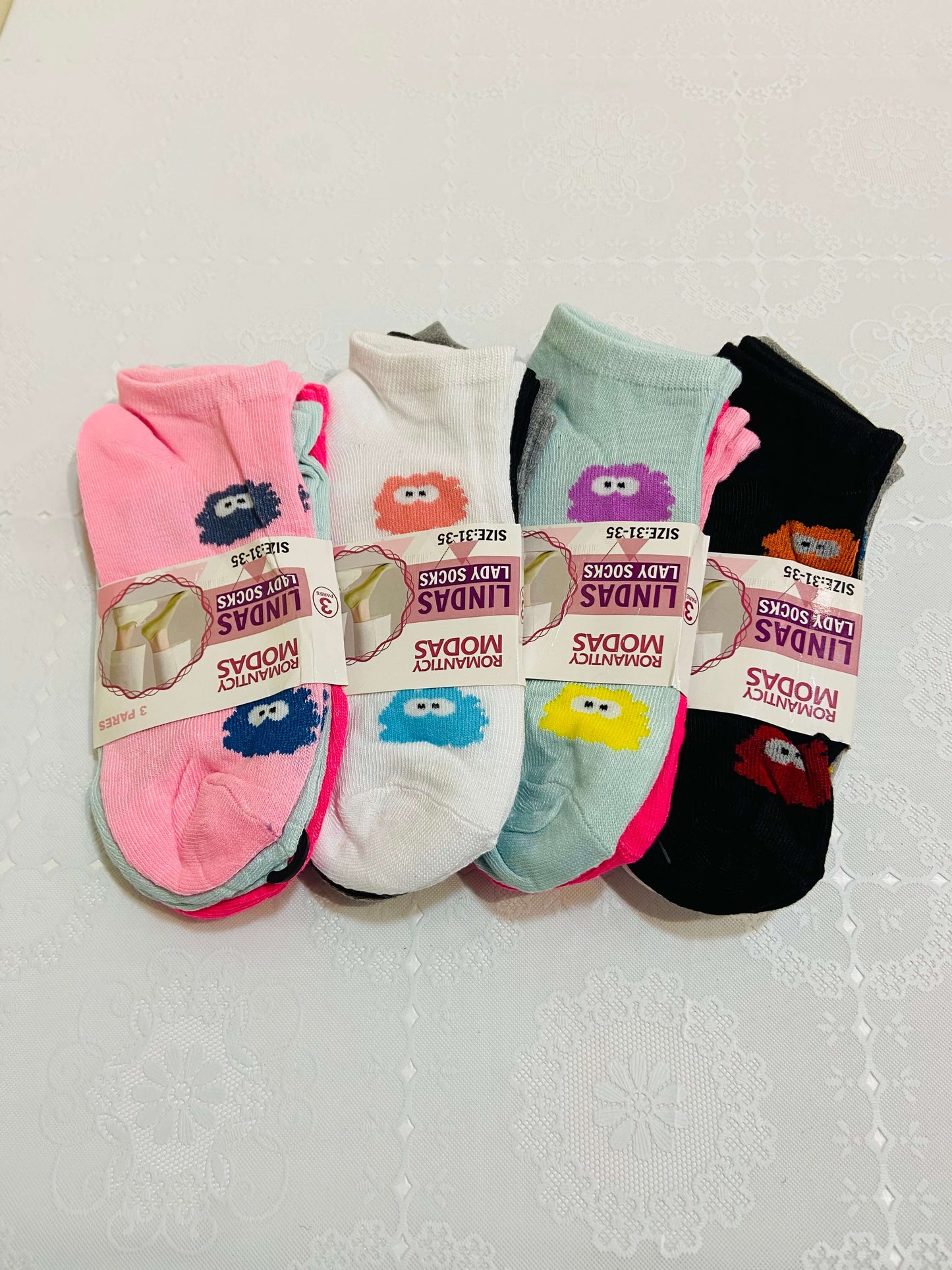 Kit 3 pares de Meias Femininas - Tamanho 31-35