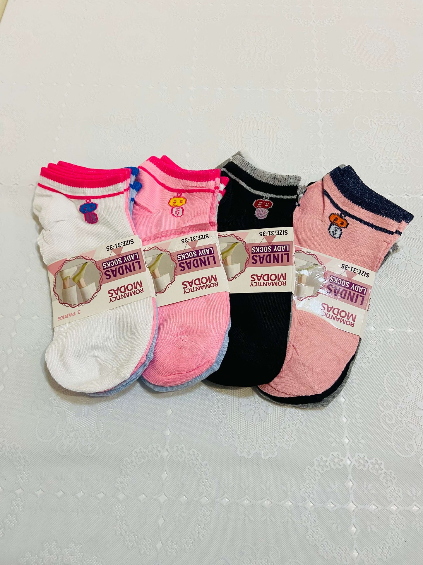Kit 3 pares de Meias Femininas - Tamanho 31-35