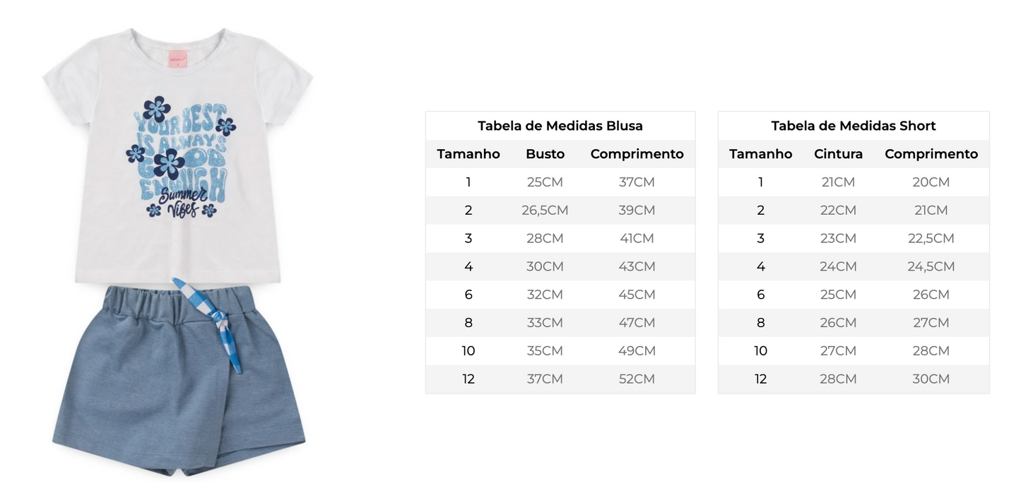 Conjunto Infantil Feminino O Seu Melhor - Tamanho 4 e 10