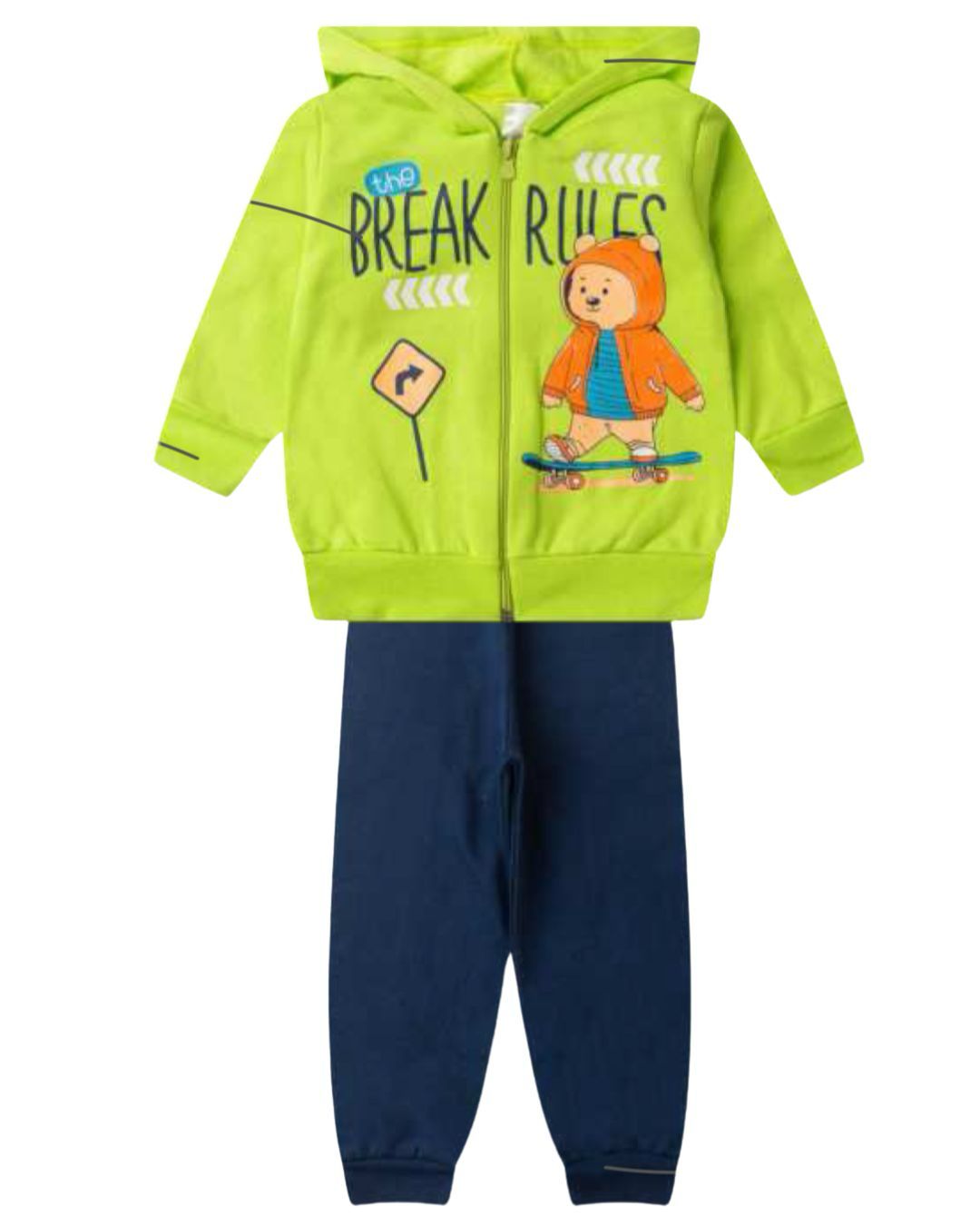 Conjunto 2 peças Masculino Meia Estação - Jaqueta Com Capuz e Calça Moletom Peluciada! Veste do 1 ao 3