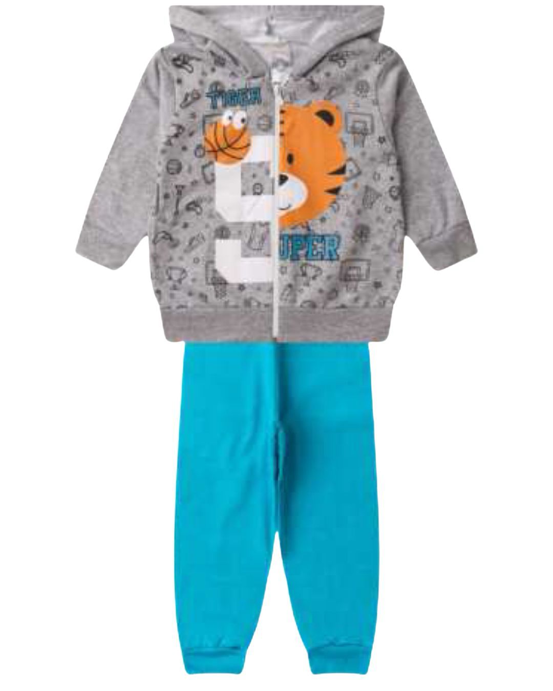 Conjunto 2 peças Masculino Meia Estação - Jaqueta Com Capuz e Calça Moletom Peluciada! Veste do 1 ao 3