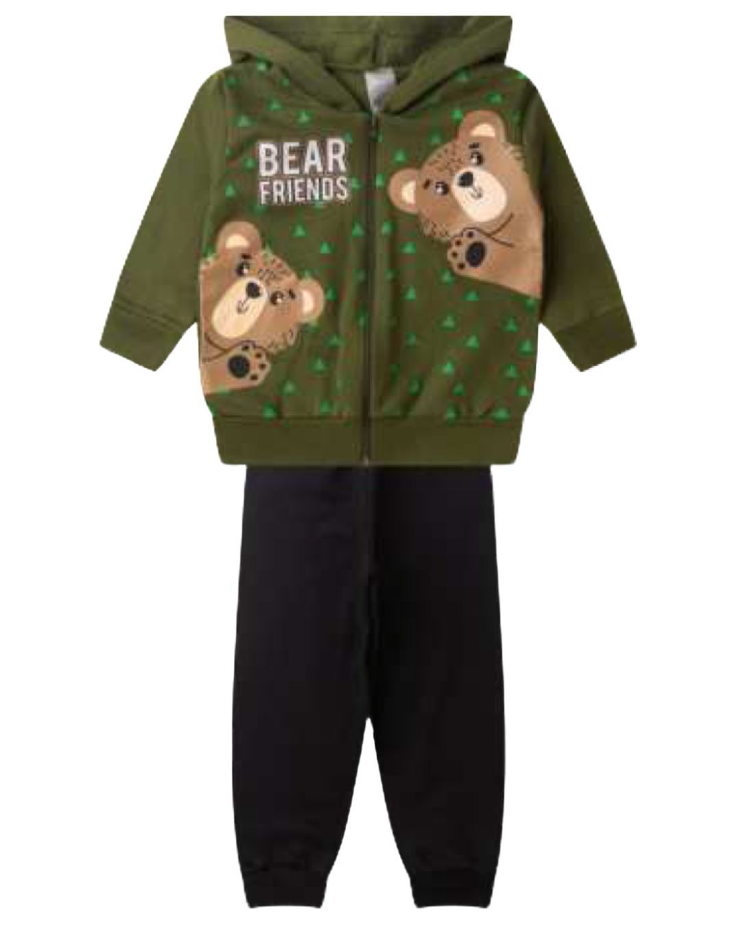 Conjunto 2 peças Masculino Meia Estação - Jaqueta Com Capuz e Calça Moletom Peluciada! Veste do 1 ao 3