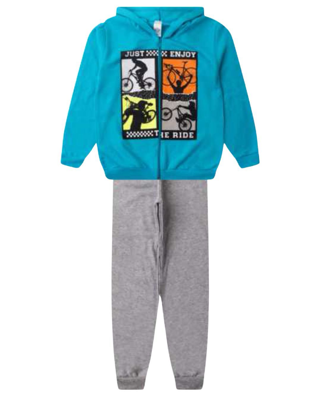 Conjunto 2 peças Masculino Meia Estação - Jaqueta Com Capuz e Calça Moletom Peluciada! Veste do 10 ao 16