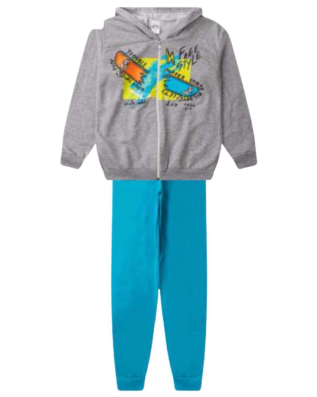 Conjunto 2 peças Masculino Meia Estação - Jaqueta Com Capuz e Calça Moletom Peluciada! Veste do 10 ao 16