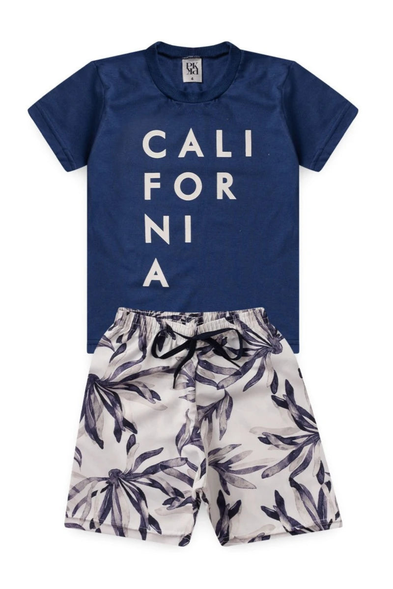 Conjunto Masculino Infantil California Azul Marinho - Tamanho 2 e 3