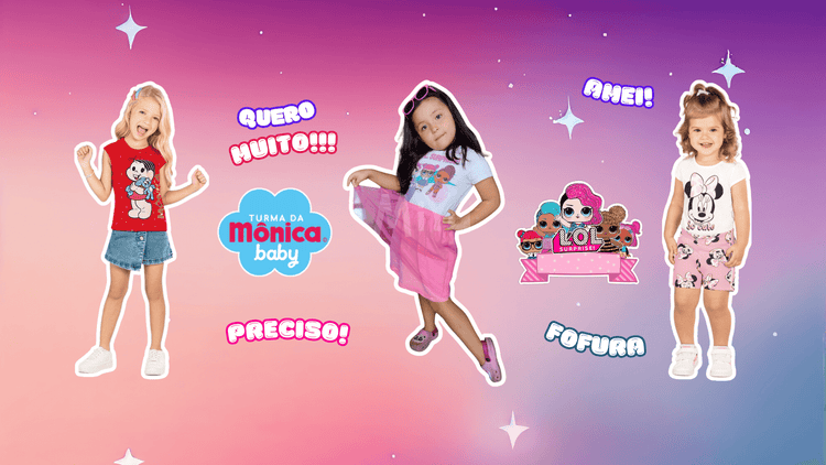 Stitch, Hello Kitty, Turma da Mônica, LOL, Disney, Marvel, Naruto, Minecraft