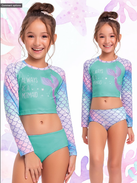 Conjunto Feminino Blusa Manga Longa com Calcinha - Moda Praia - Fakini Kids