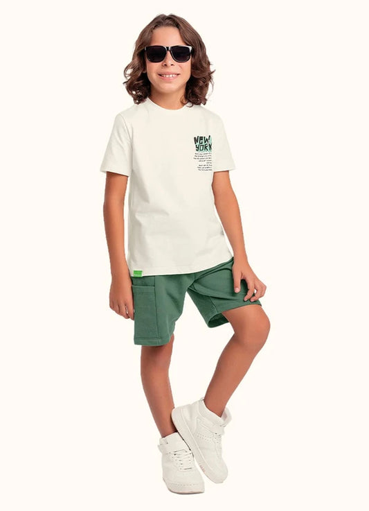 Conjunto 2 Peças Masculino Camiseta e Bermuda - Fakini Kids - Tamanho 4 e 8